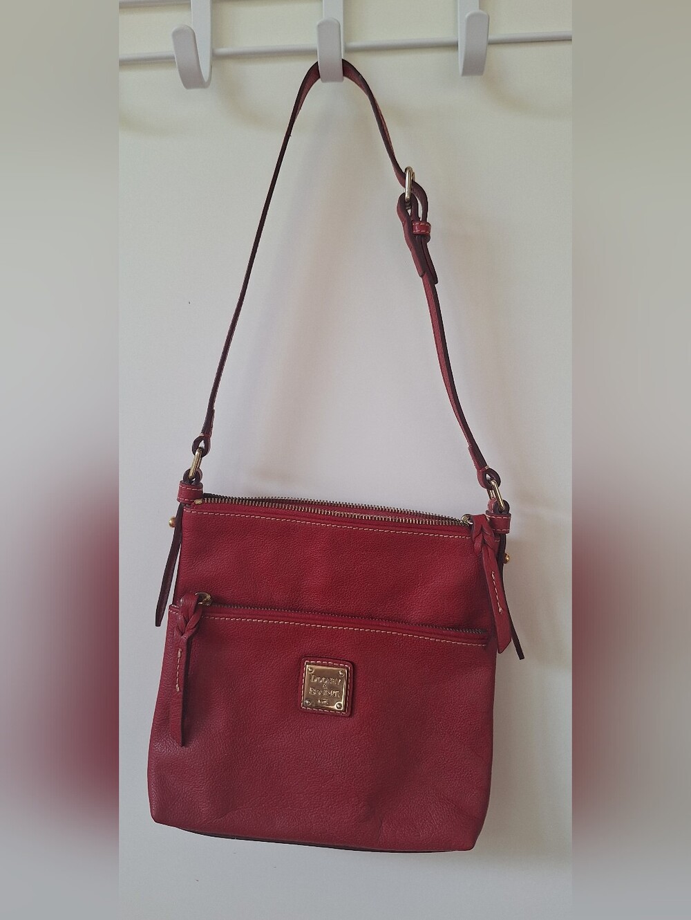 Dooney & Bourke Burgundy Leather Letter Carrier Bag Y2K